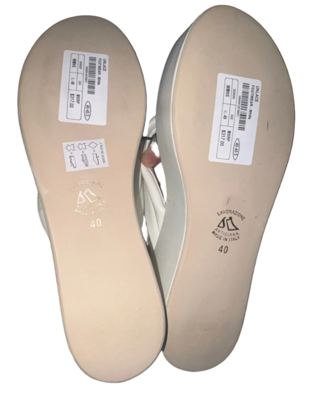 NWT UnLace Italian White Platform Wedge Sandals Size 9.5
